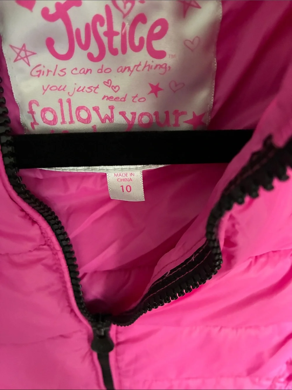 Justice Bright Pink Quilted Puffer Jacket